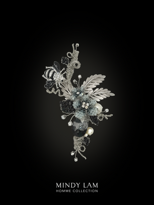 Men's Lapel Pin - Silver Foliage and Bumble