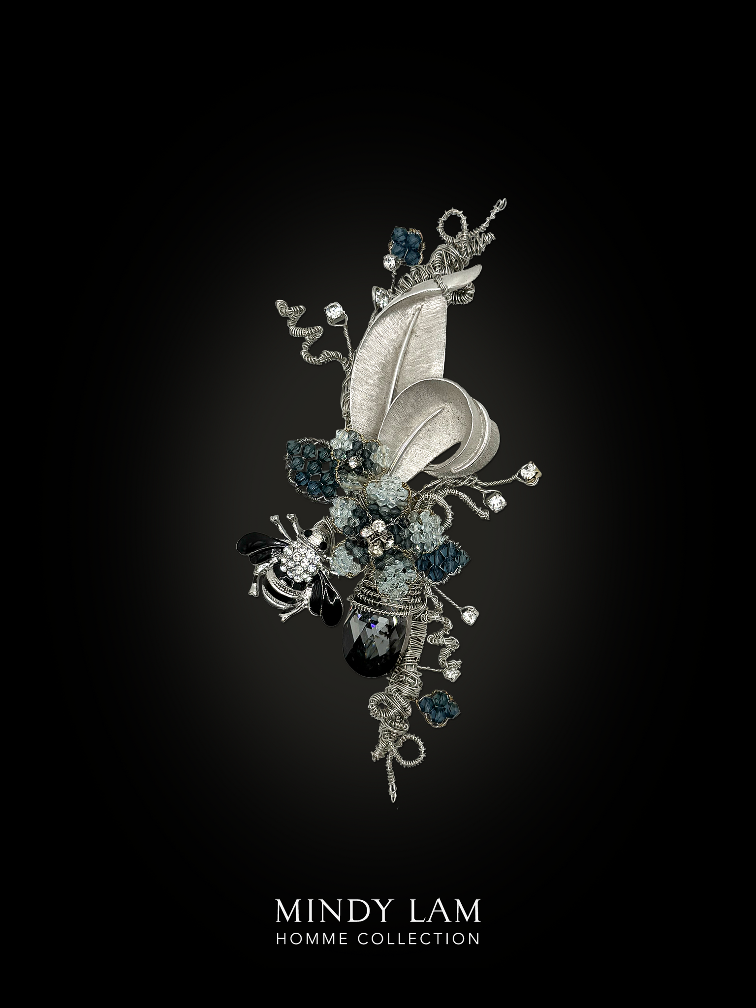 Men's Lapel Pin - Silver Foliage and Bumble