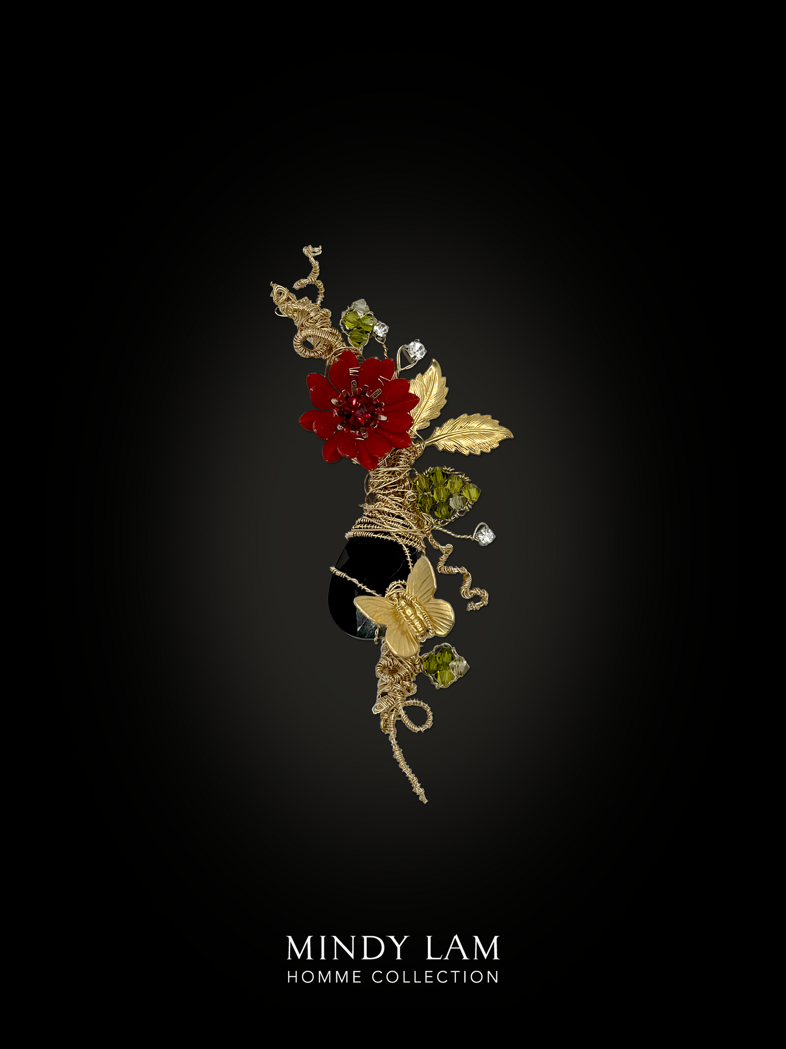 Men's Lapel Pin - Dance of the Crimson Chrysanthemum (Mini)