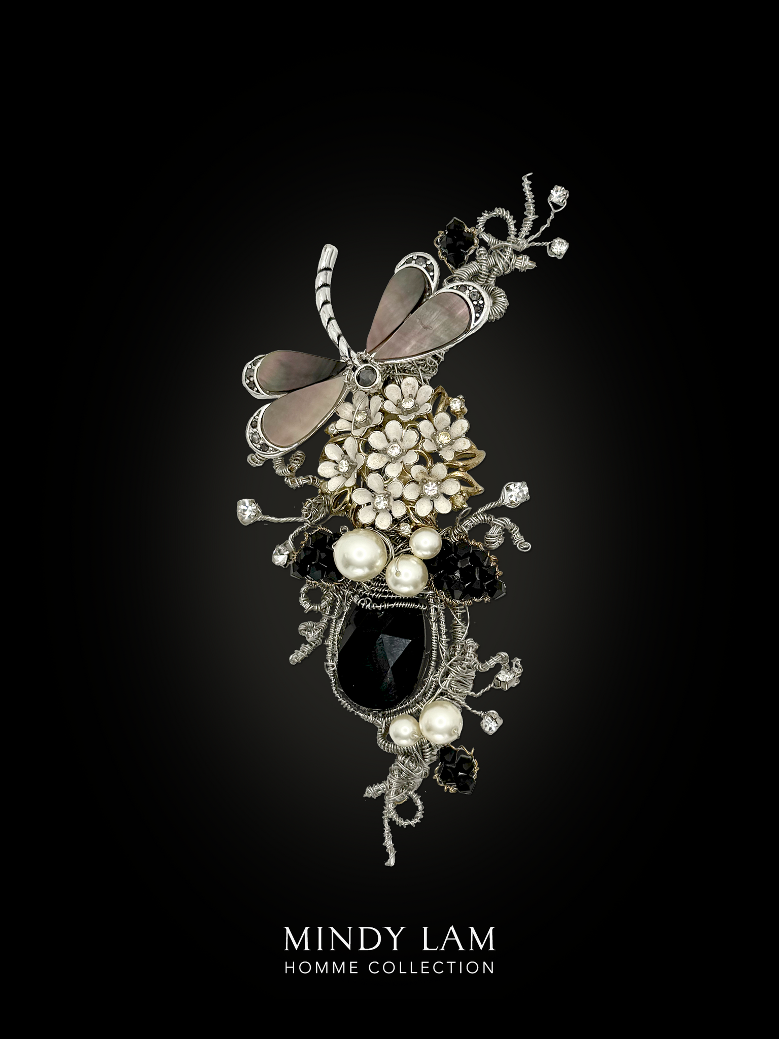 Men's Lapel Pin - Silver Flight and Hydrangea