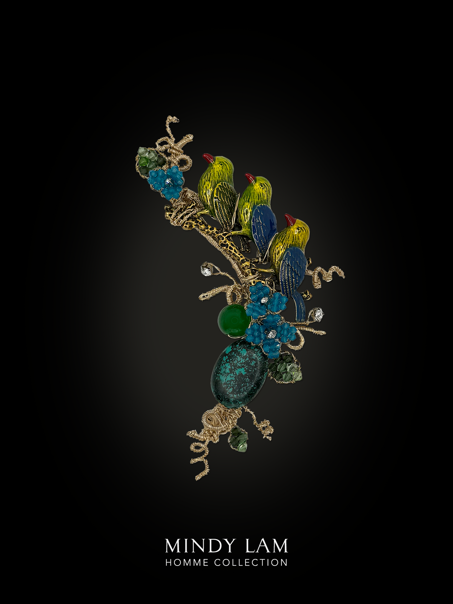 Men's Lapel Pin - Parakeets in Three