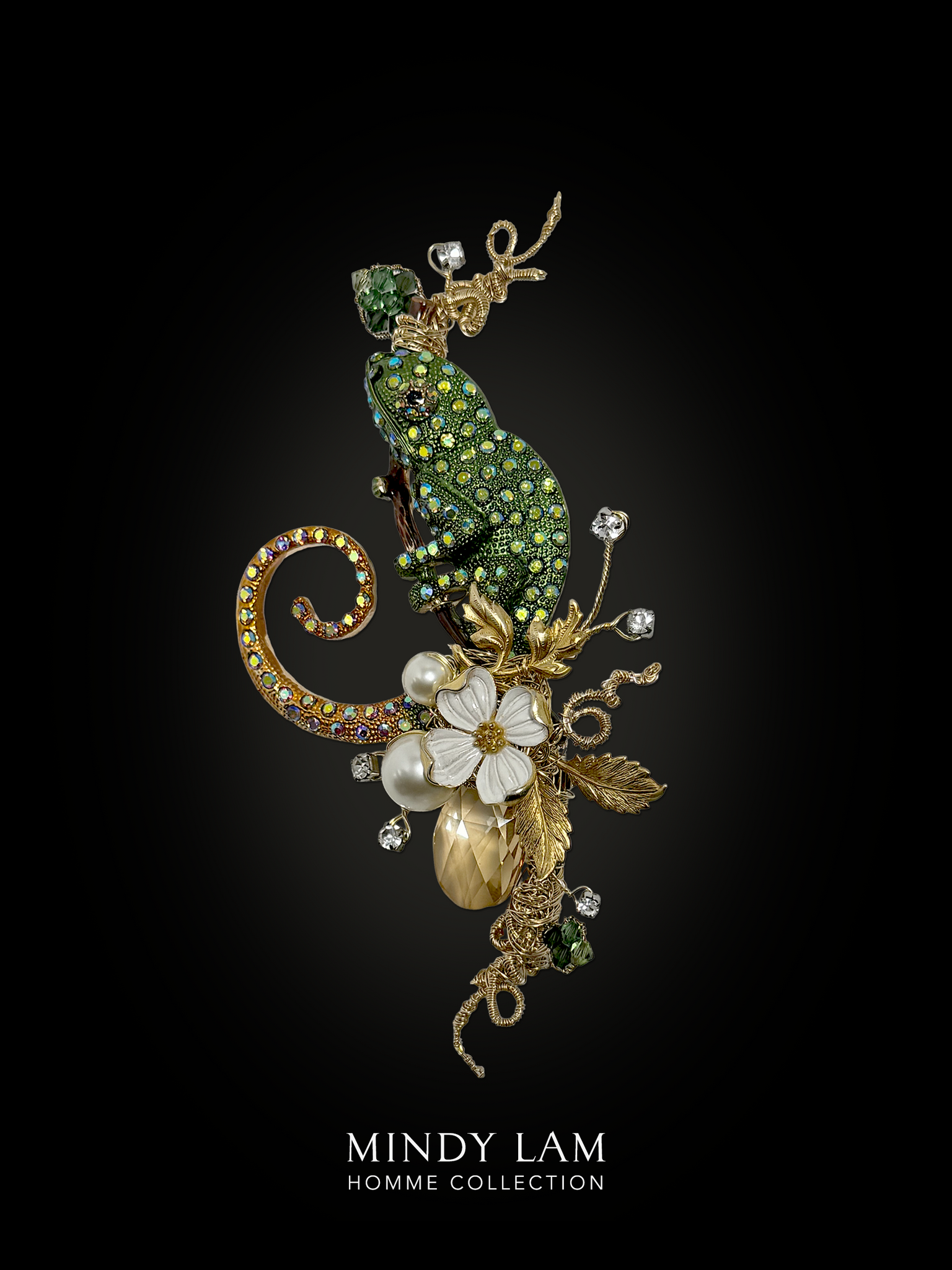 Men's Lapel Pin - Chameleon and Dogwood