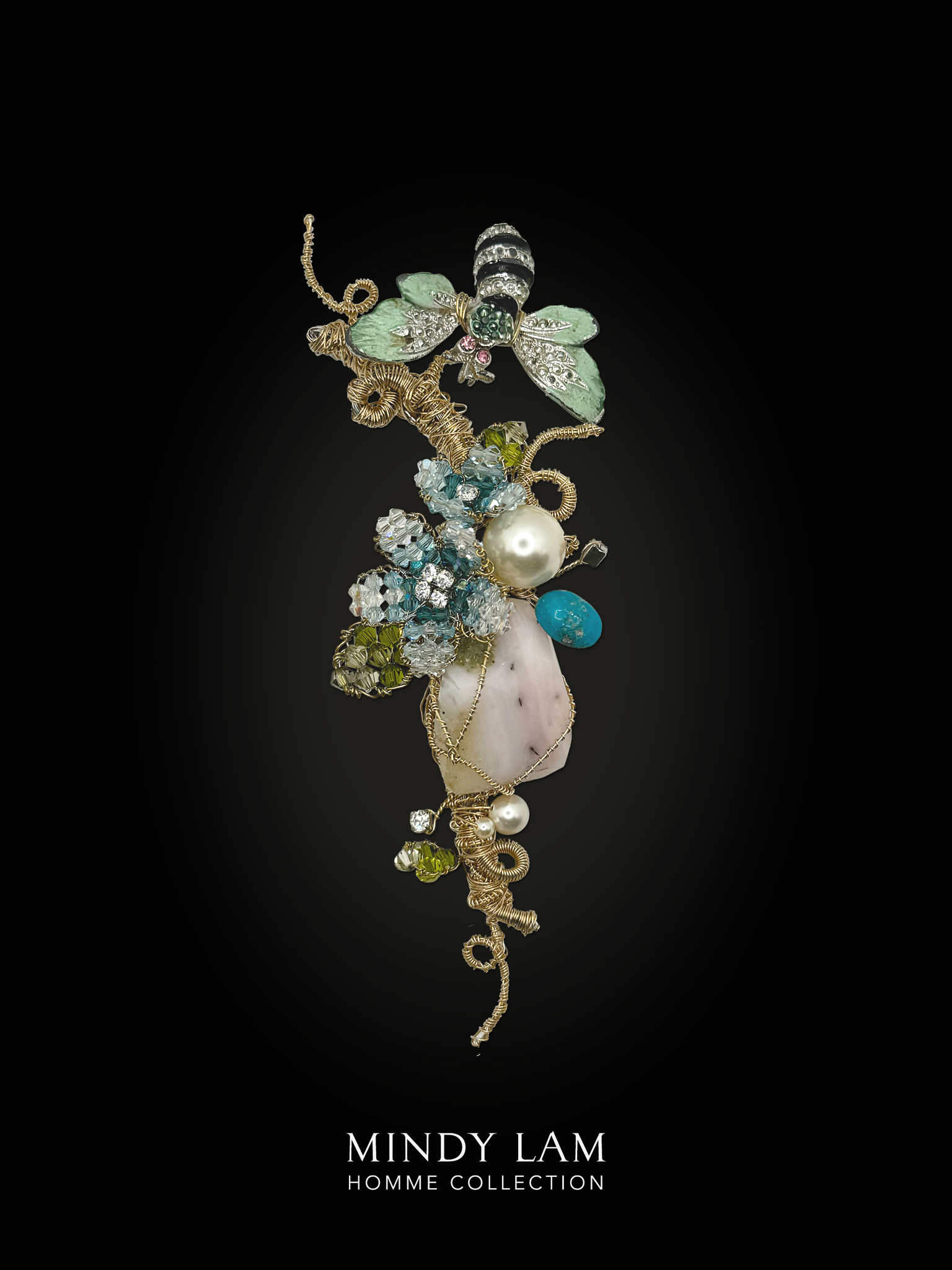Men's Lapel Pin - Blue Bumble and Blooms
