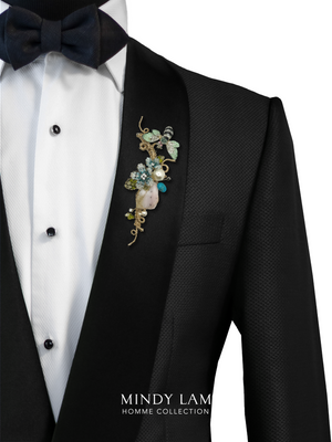 Men's Lapel Pin - Blue Bumble and Blooms