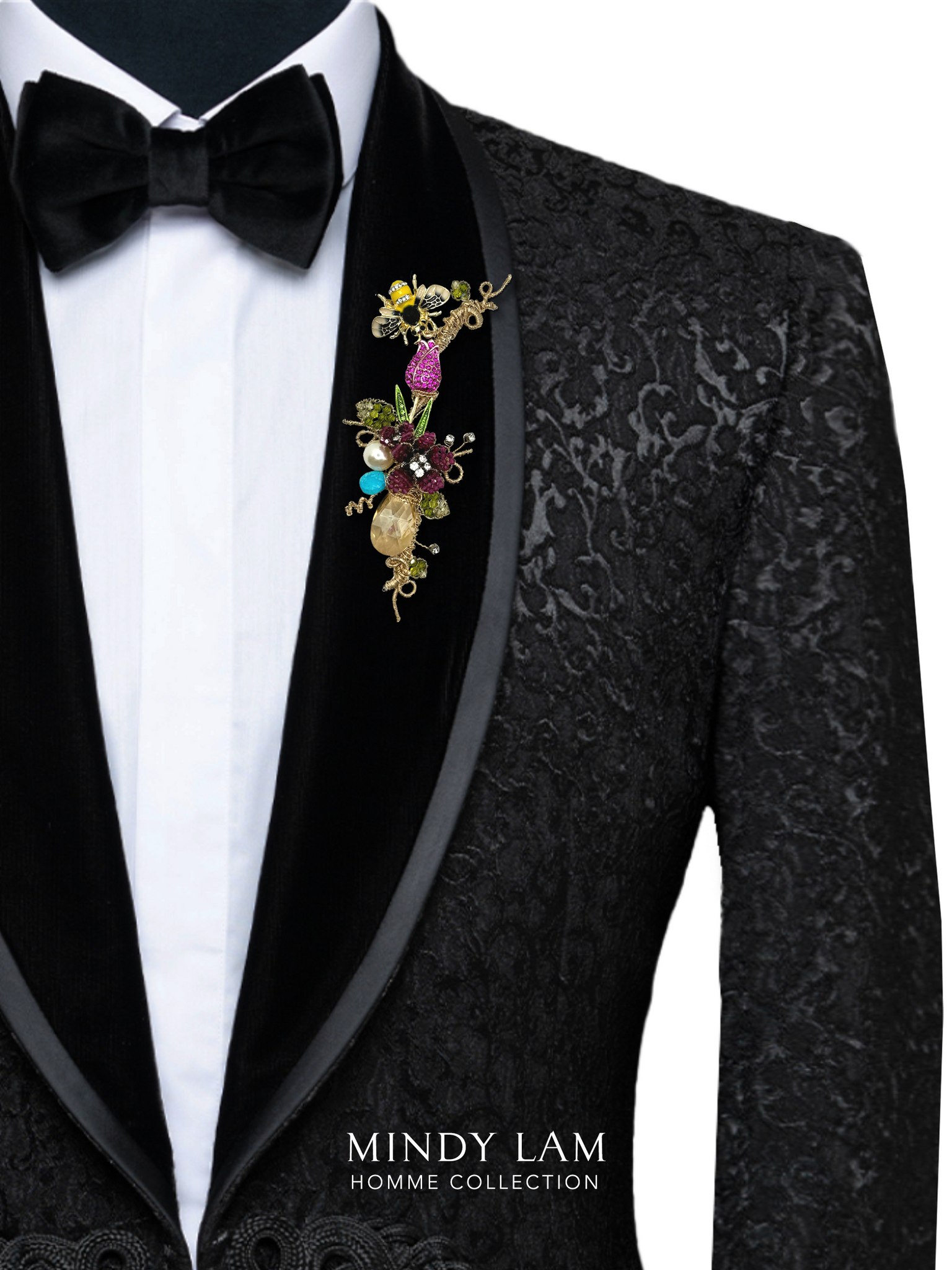 Men's Lapel Pin -  Sweet Rose and Bumble
