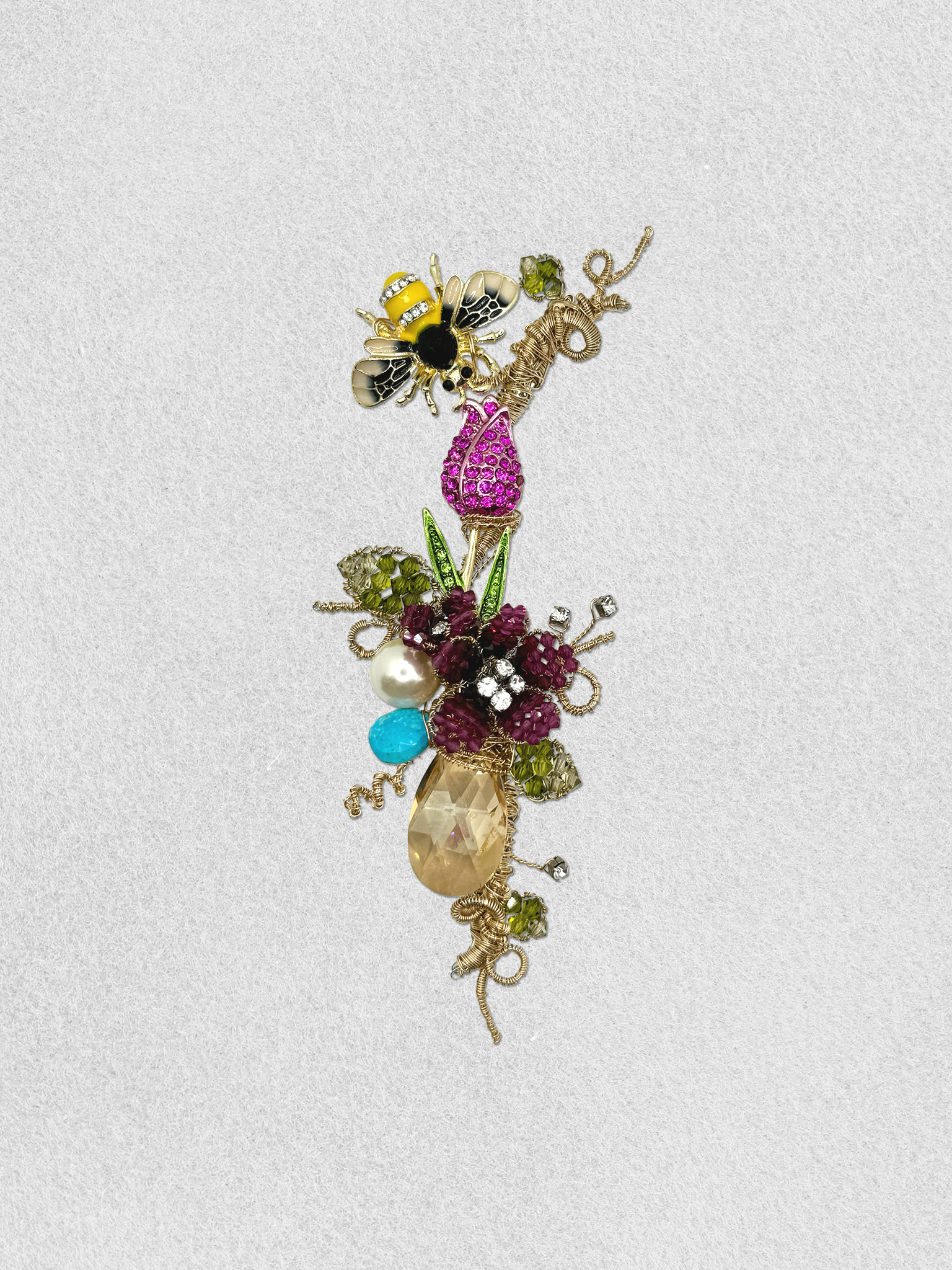 Men's Lapel Pin -  Sweet Rose and Bumble