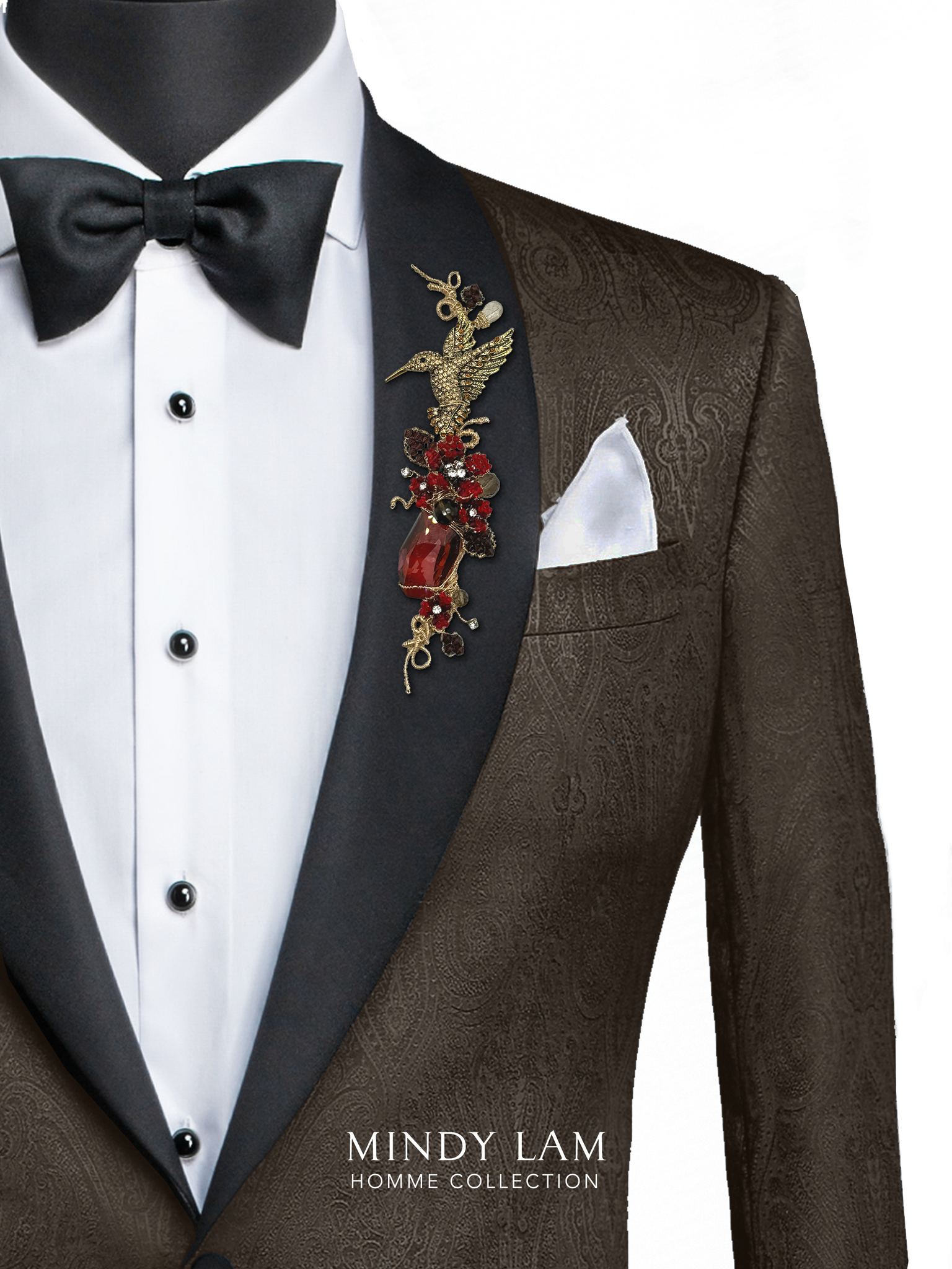 Men's Lapel Pin - Gentle Humming from the Crimson Garden