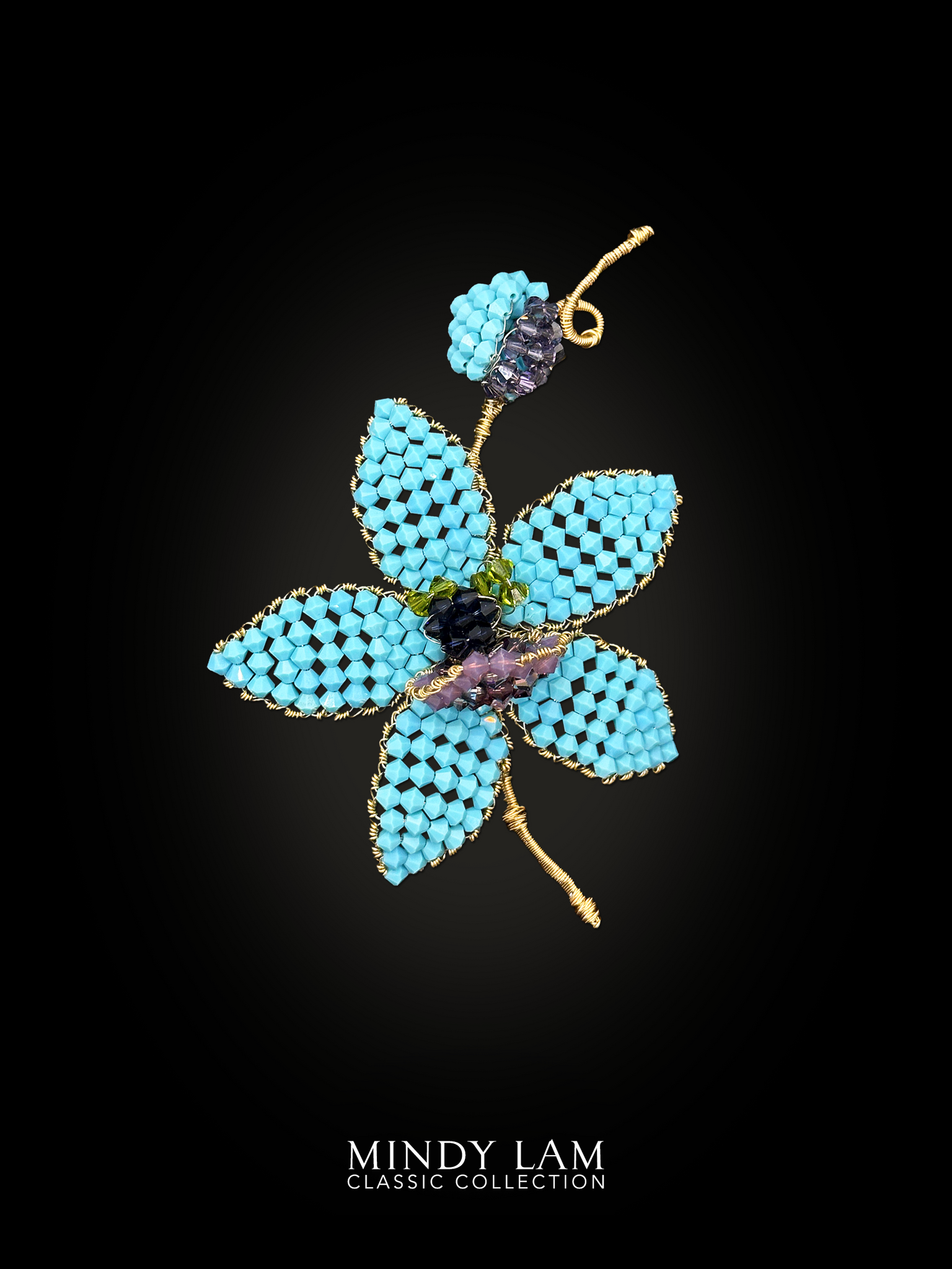 Classic Orchid Brooch - Turquoise Blue
