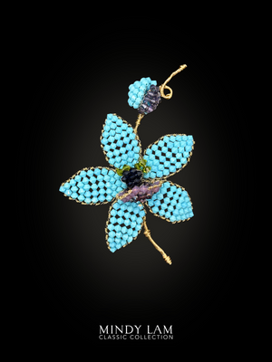 Classic Orchid Brooch - Turquoise Blue