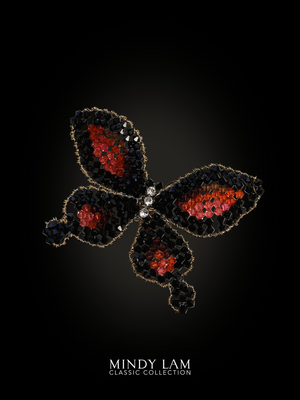 Classic Butterfly Brooch - Black Peach
