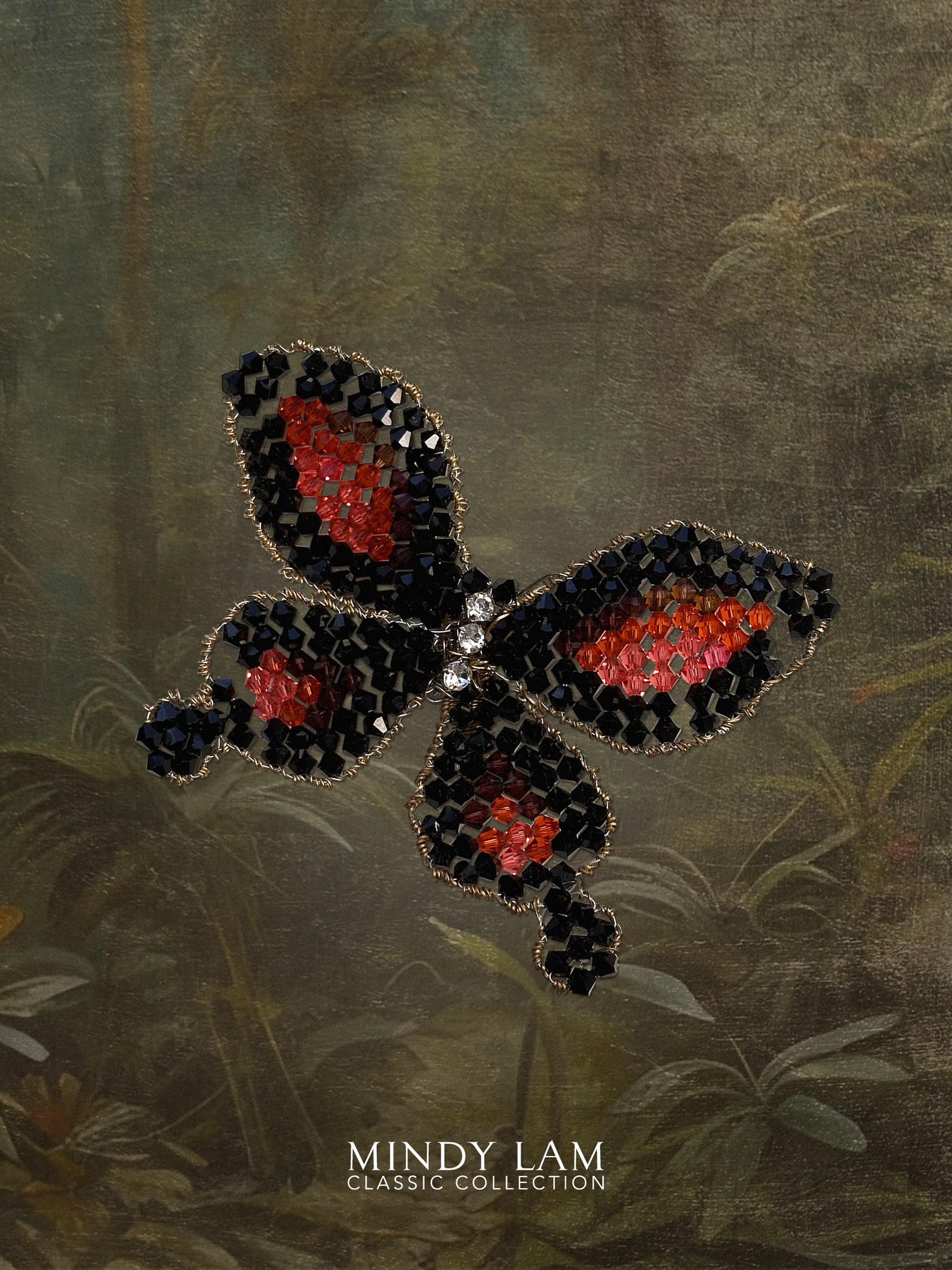 Classic Butterfly Brooch - Black Peach
