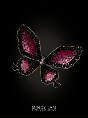 Classic Butterfly Brooch - Black Fuchsia