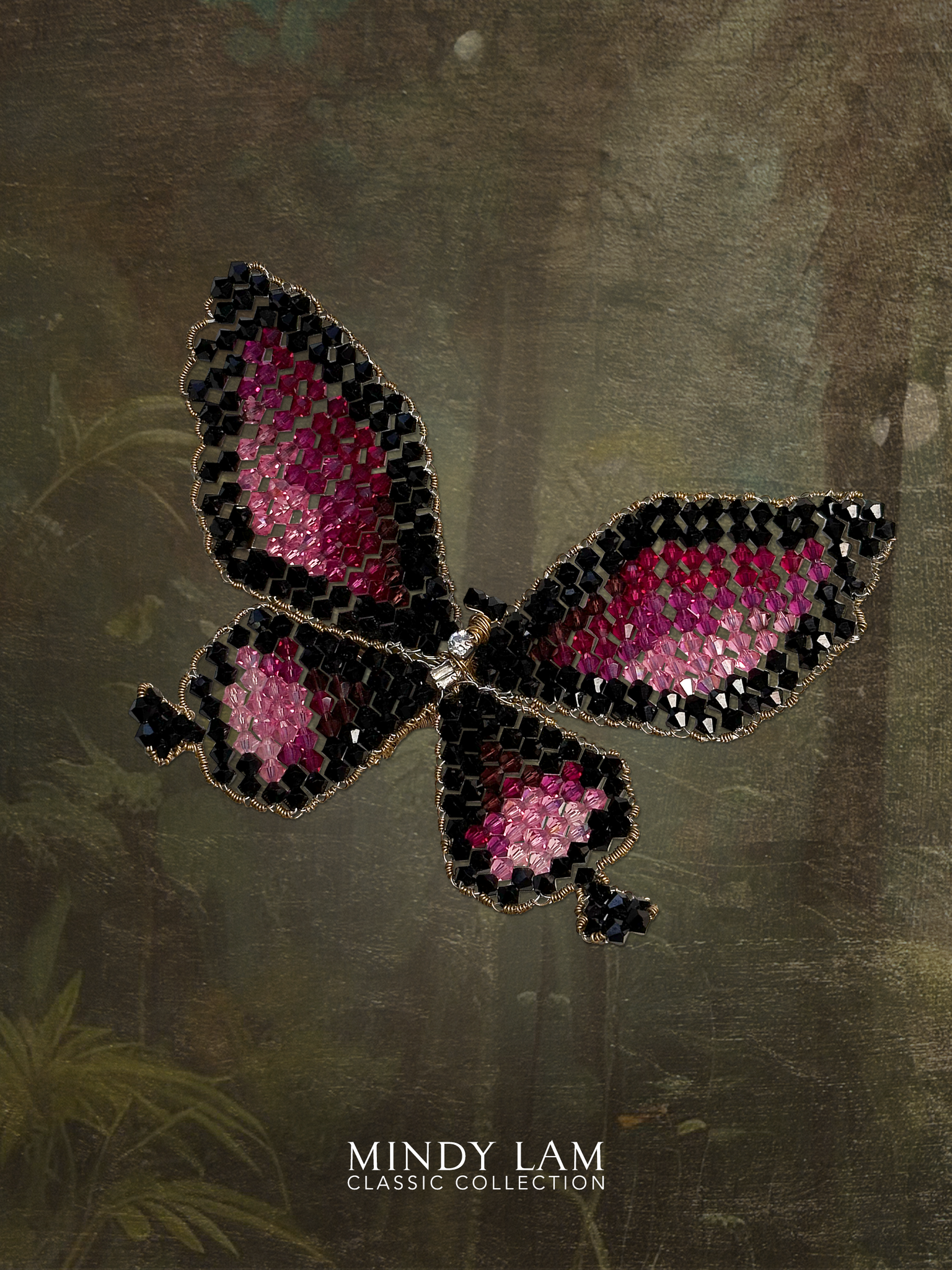 Classic Butterfly Brooch - Black Fuchsia