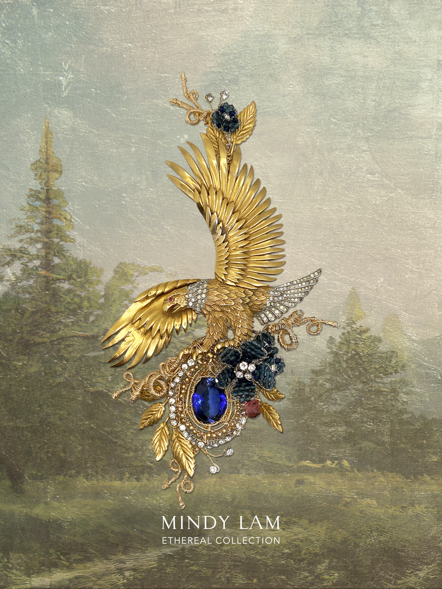 Ethereal Collection Lapel Pin - Gilded Wings, Golden Mane