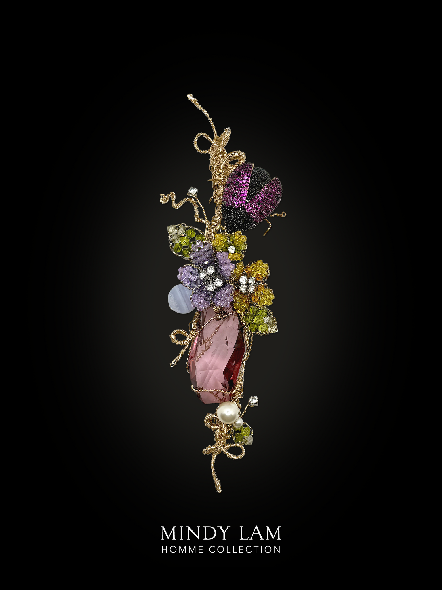Men's Lapel Pin - Pink Lady in the Meadow