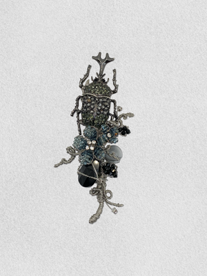Men's Lapel Pin - Jeweled Rhino Beetle