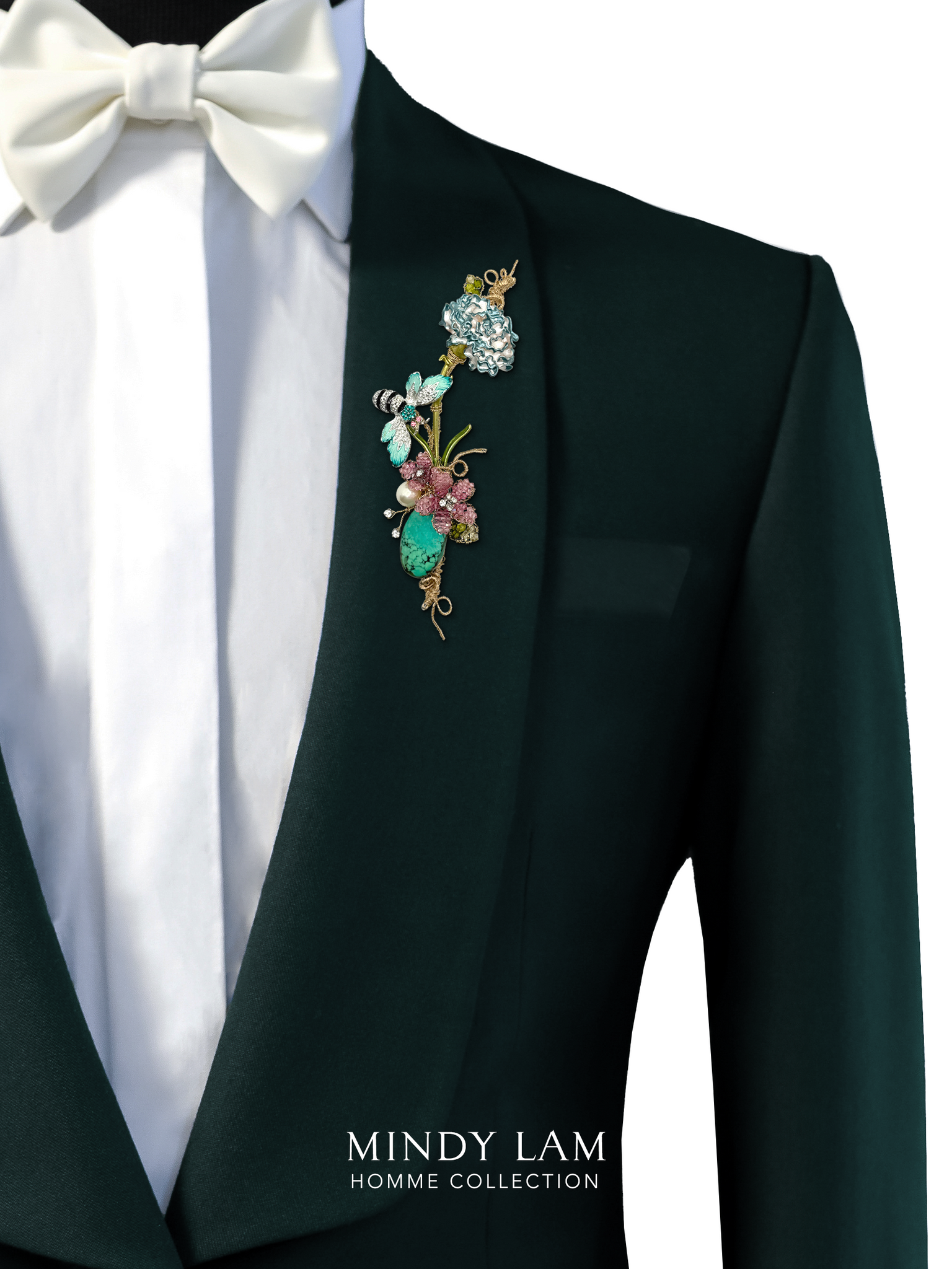 Men's Lapel Pin - Carnation and Blue Bumble