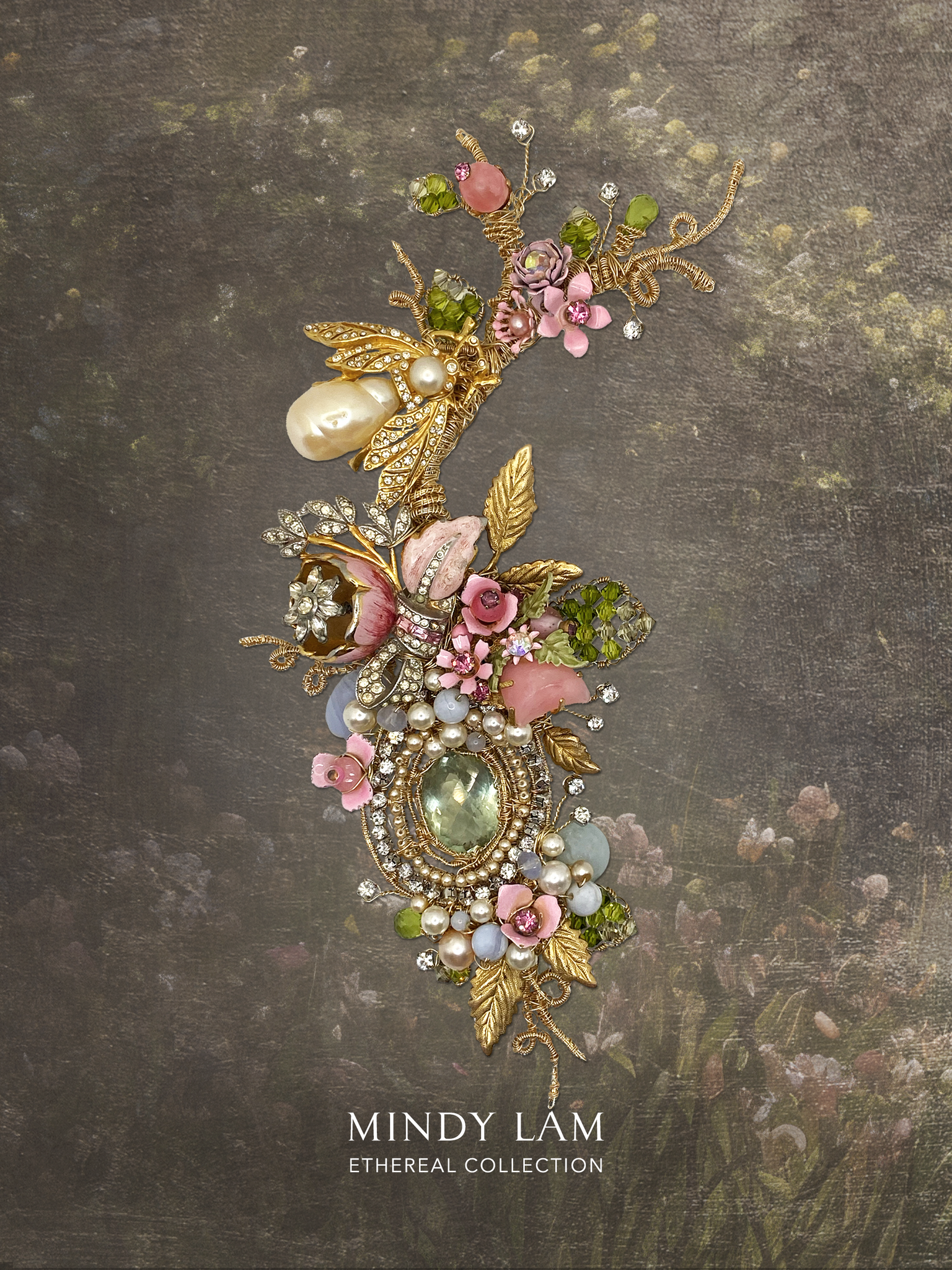 Ethereal Collection Lapel Pin - The Regal Moth of Pearls
