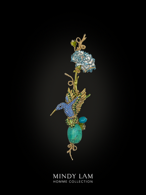 Men's Lapel Pin - Humming in the Carnation Field