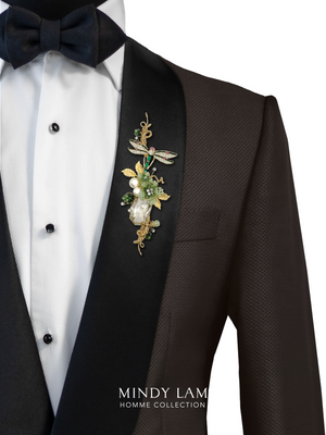 Men's Lapel Pin - Dragonfly and Jade Garden