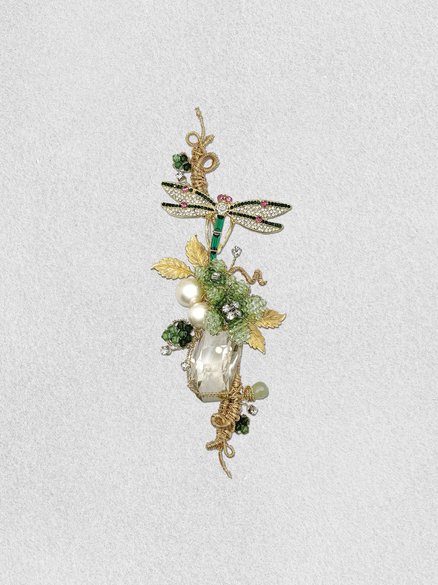 Men's Lapel Pin - Dragonfly and Jade Garden
