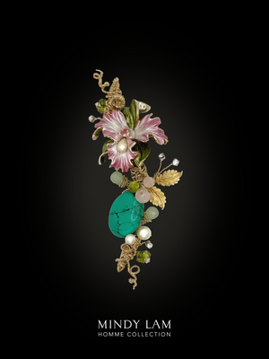 Men's Lapel Pin - Jeweled Orchid of Grace