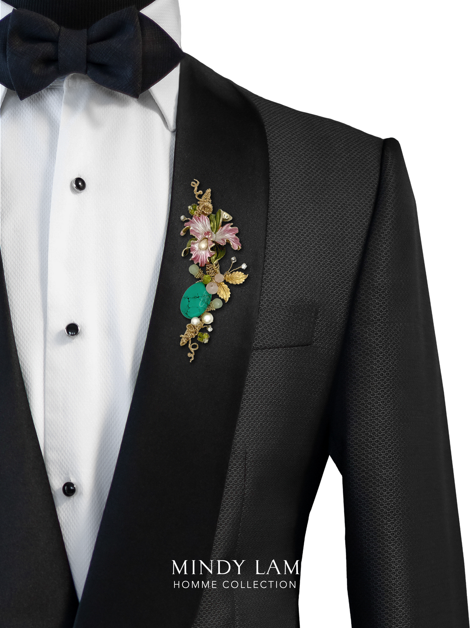 Men's Lapel Pin - Jeweled Orchid of Grace