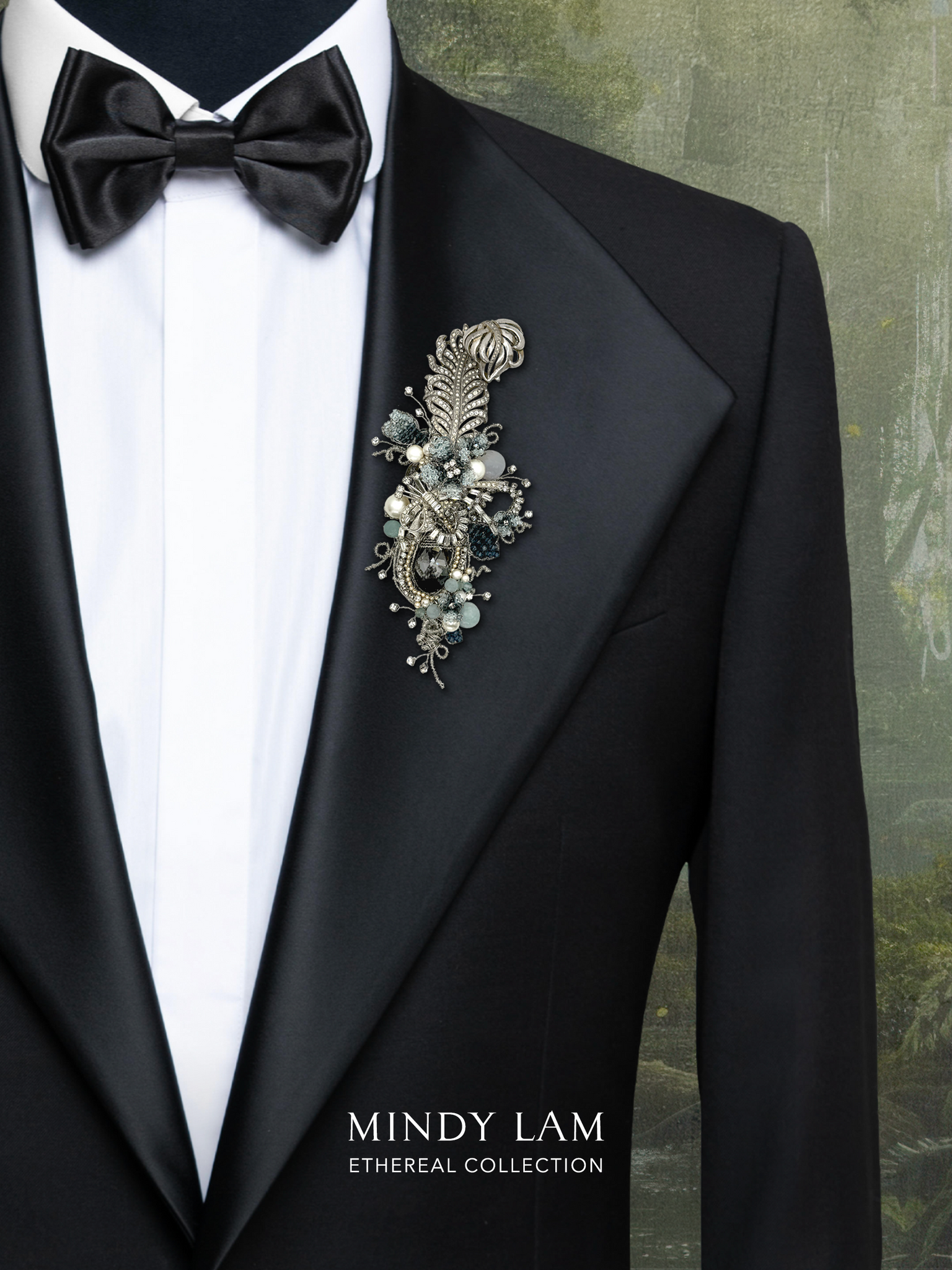 Ethereal Collection Lapel Pin - Serenade of Sky and Petal