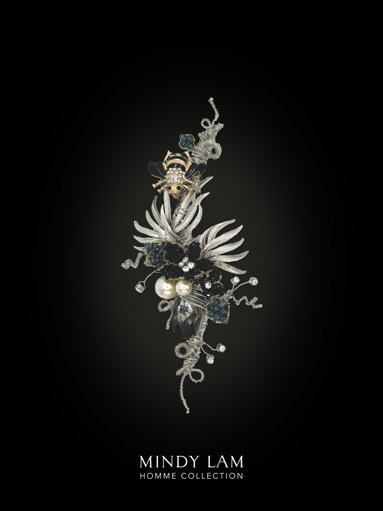 Men's Lapel Pin - Silver Foliage and Bumble