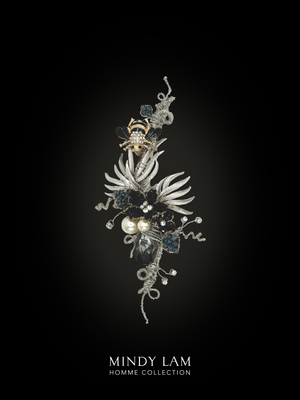 Men's Lapel Pin - Silver Foliage and Bumble