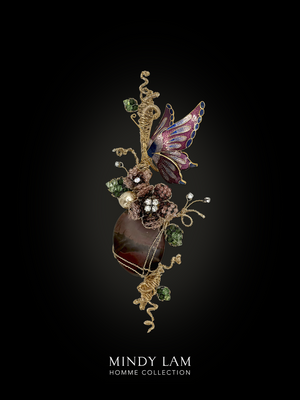 Men's Lapel Pin - Blush Blossoms and Flutter