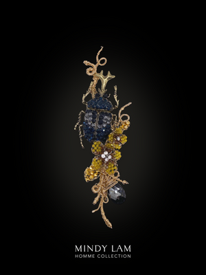 Men's Lapel Pin - Beetle and the Golden Blossoms