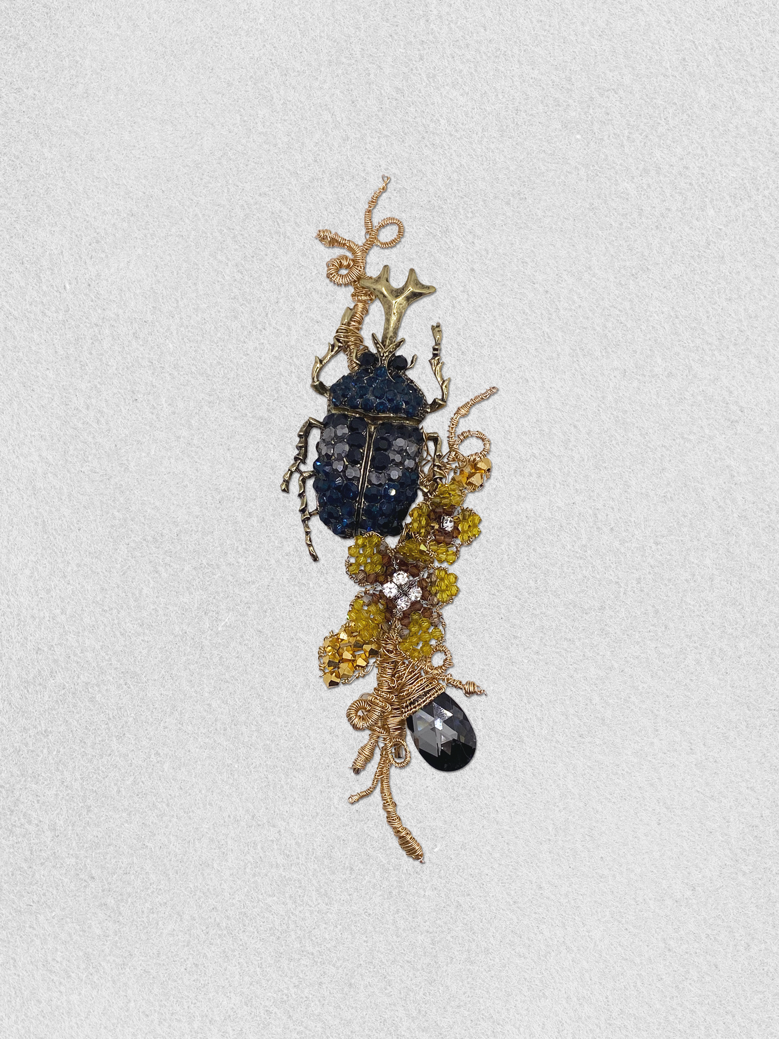 Men's Lapel Pin - Beetle and the Golden Blossoms