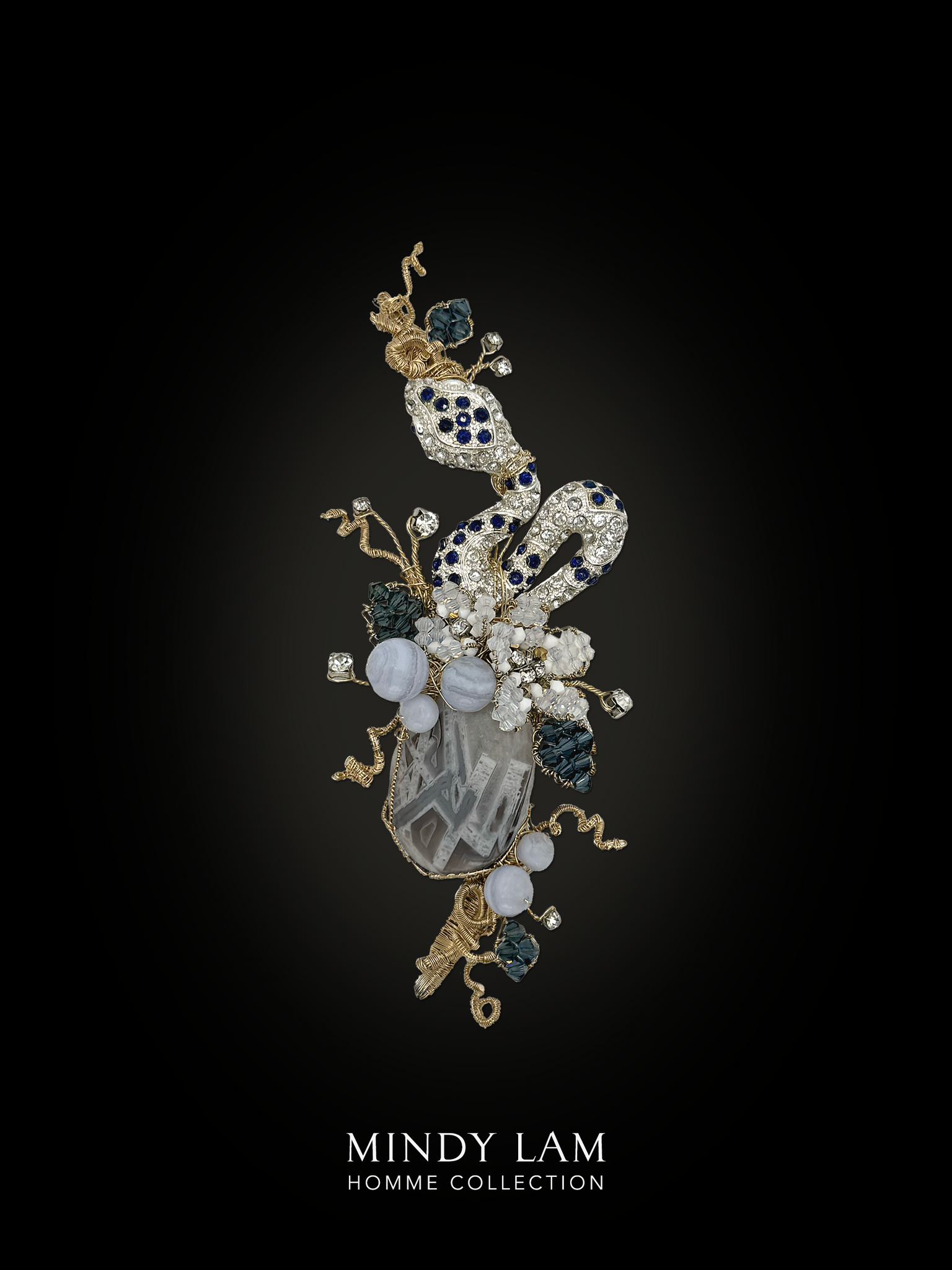 Men's Lapel Pin - Jeweled Serpent
