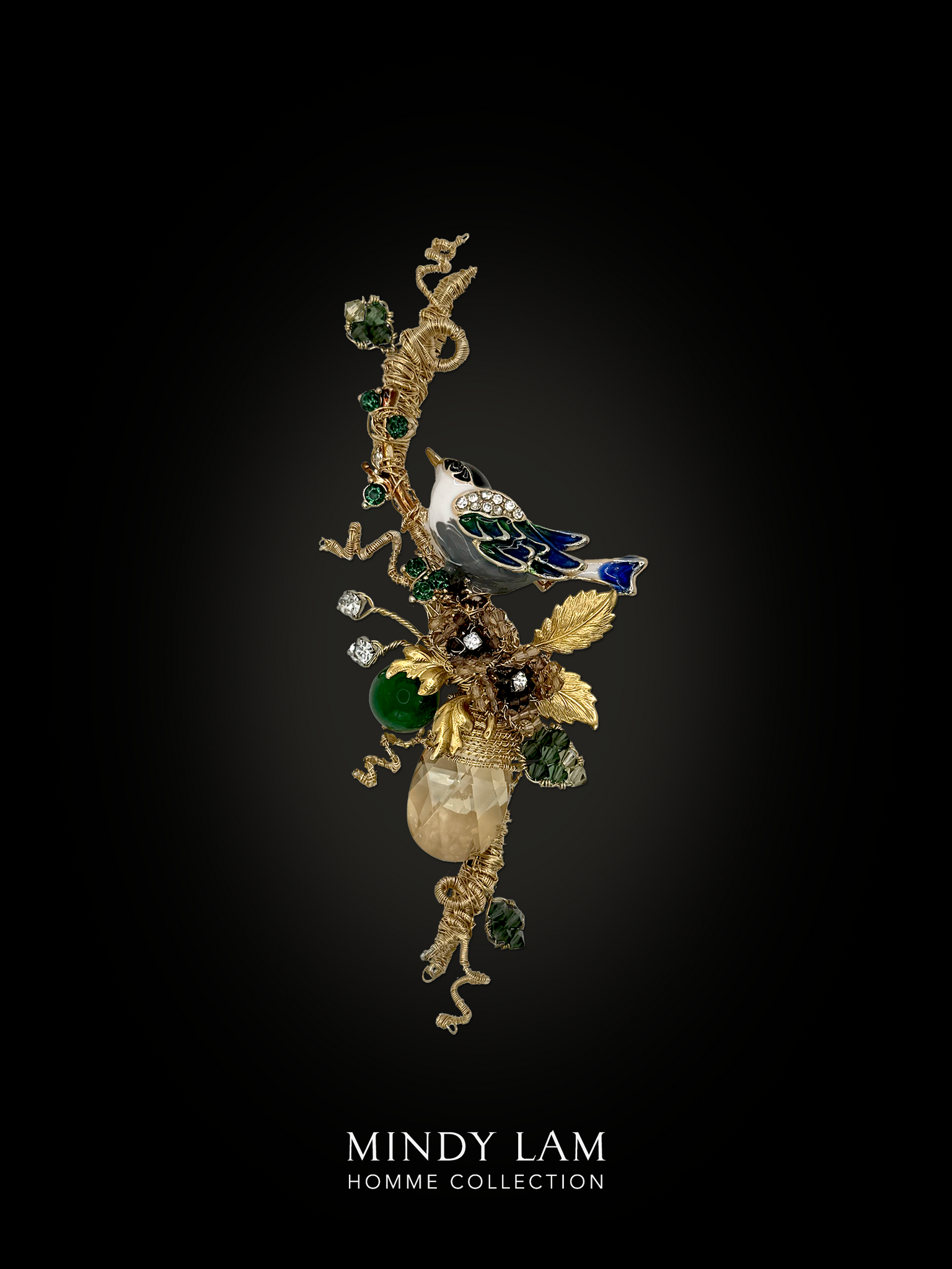 Men's Lapel Pin - Little Jeweled Sparrow
