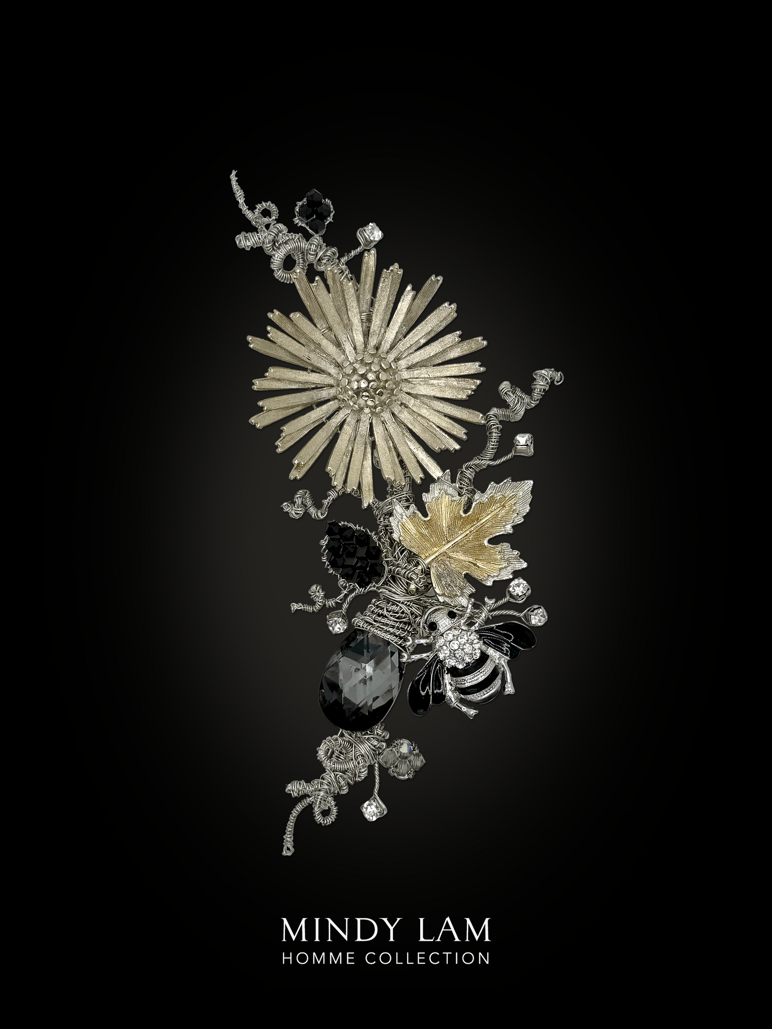 Men's Lapel Pin - Chrysanthemum and Bumble