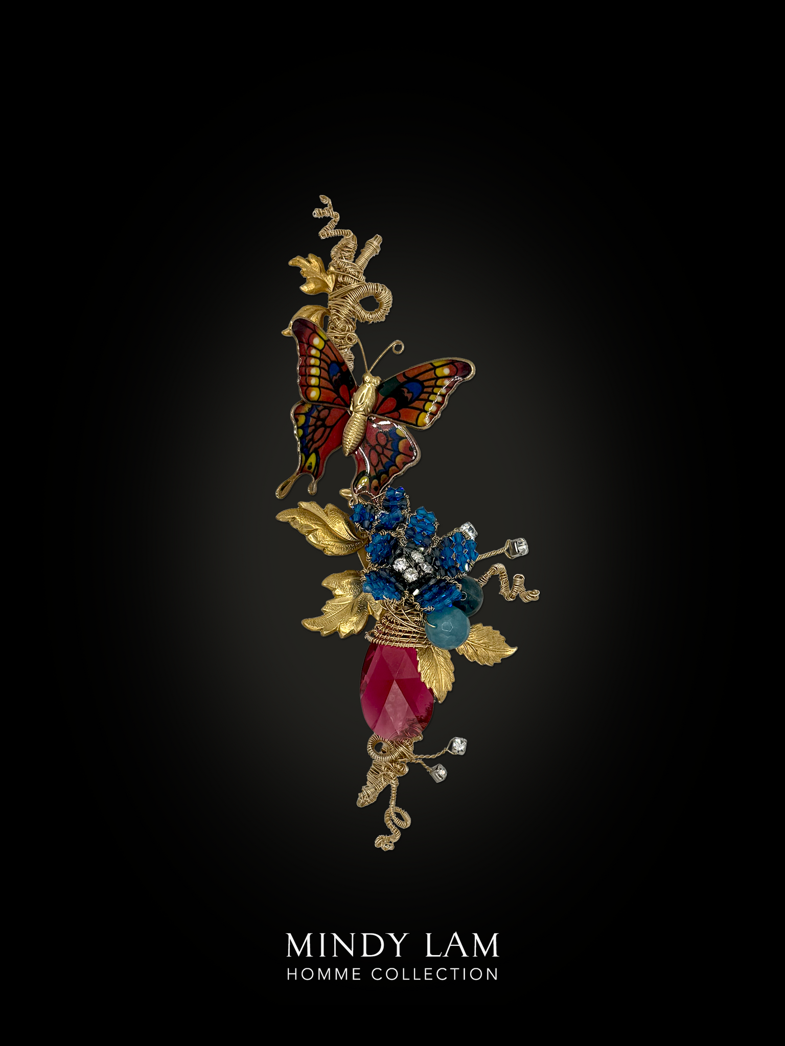 Men's Lapel Pin - Crimson Flutter