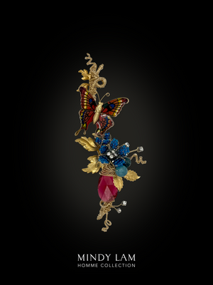 Men's Lapel Pin - Crimson Flutter