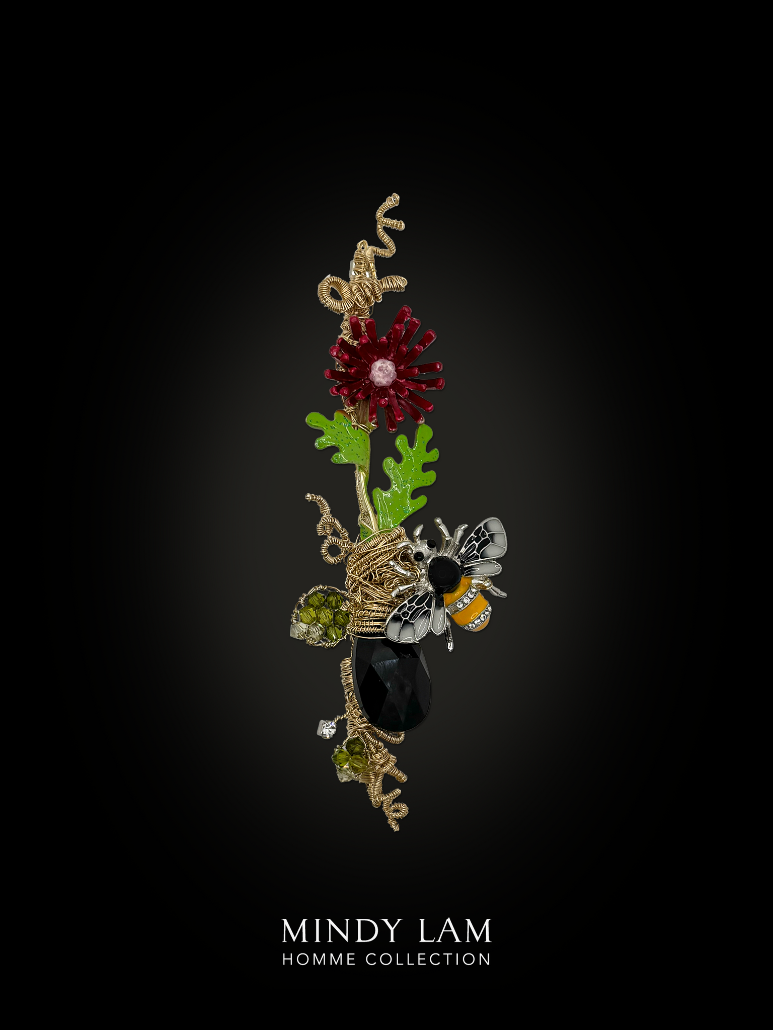 Men's Lapel Pin - Wild Red Chrysanthemum