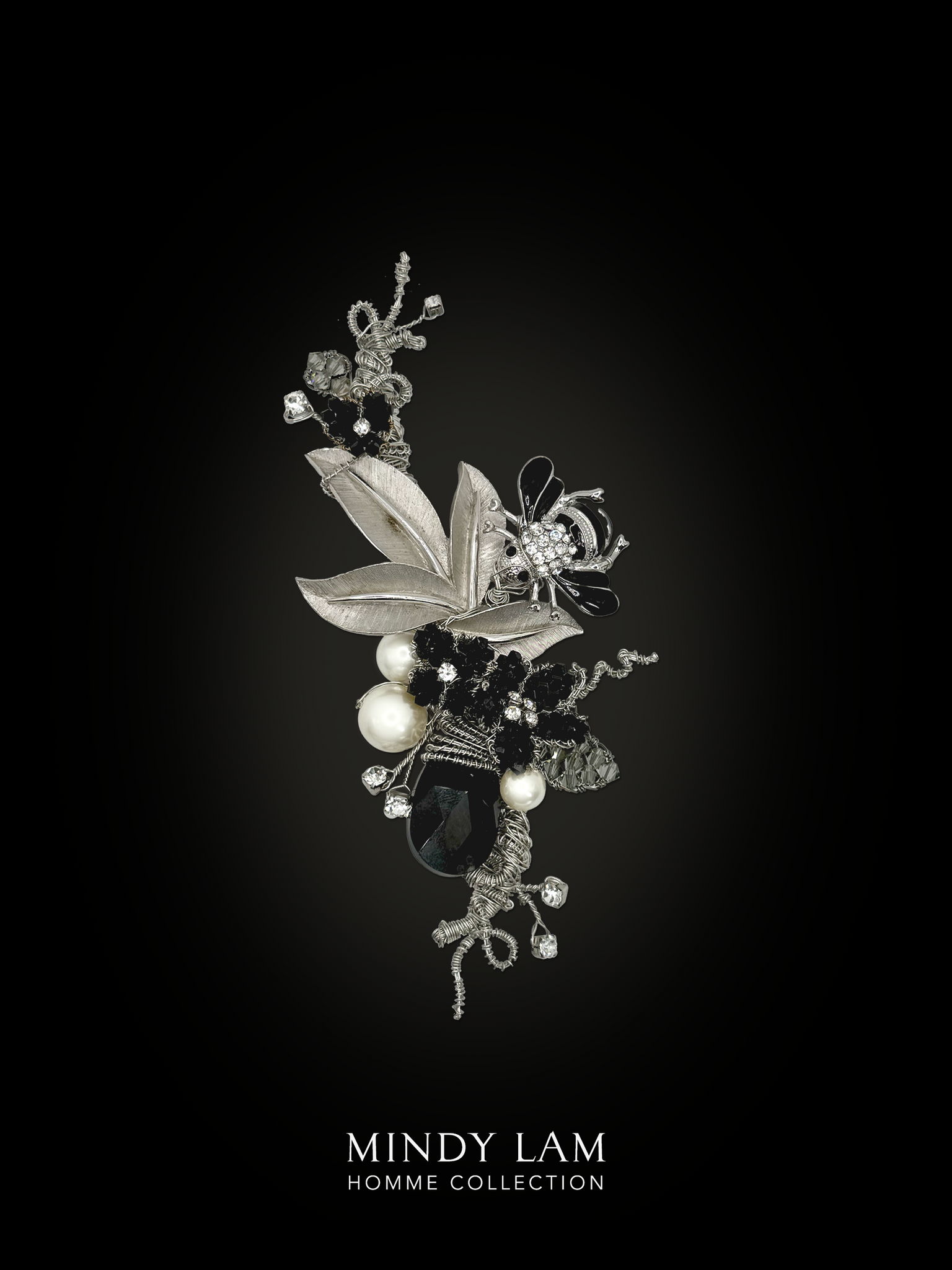 Men's Lapel Pin - Silver Foliage of Whimsy