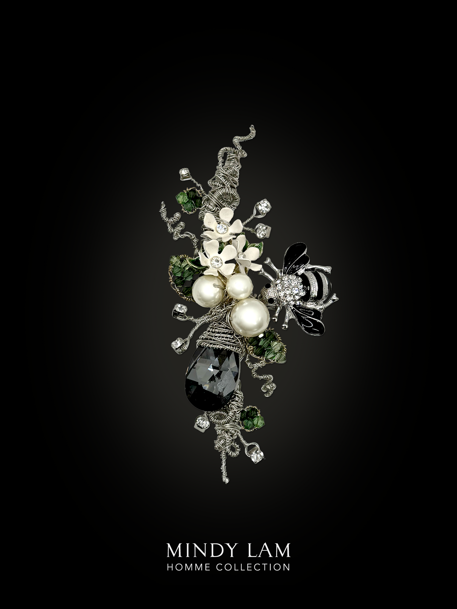 Men's Lapel Pin - Hydrangeas and Bumble (Mini)