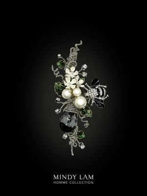 Men's Lapel Pin - Hydrangeas and Bumble (Mini)