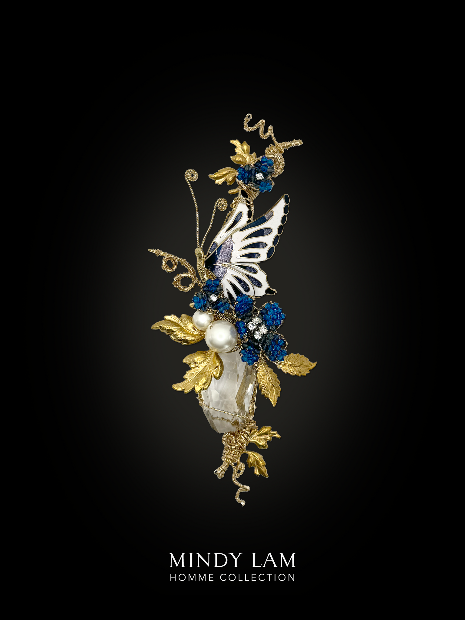 Men's Lapel Pin - Porcelain Flutter
