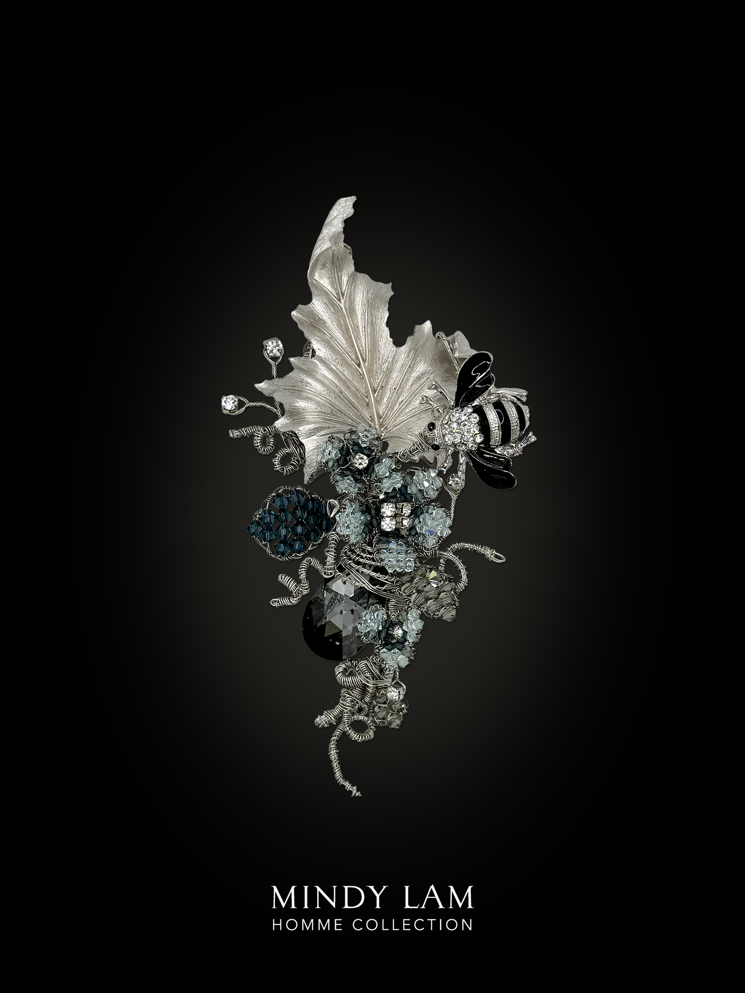 Men's Lapel Pin - Silver Foliage and Bumble
