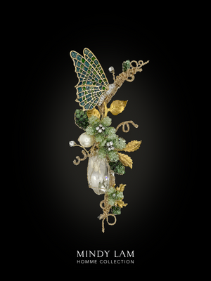 Men's Lapel Pin - Flutter of the Mint Garden