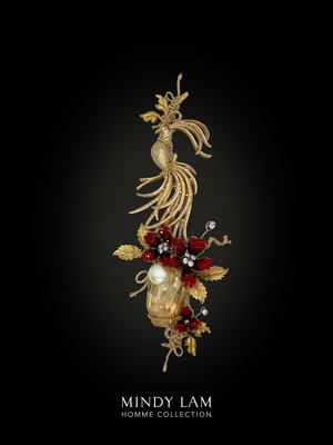 Men's Lapel Pin - Phoenix and the Crimson Garden