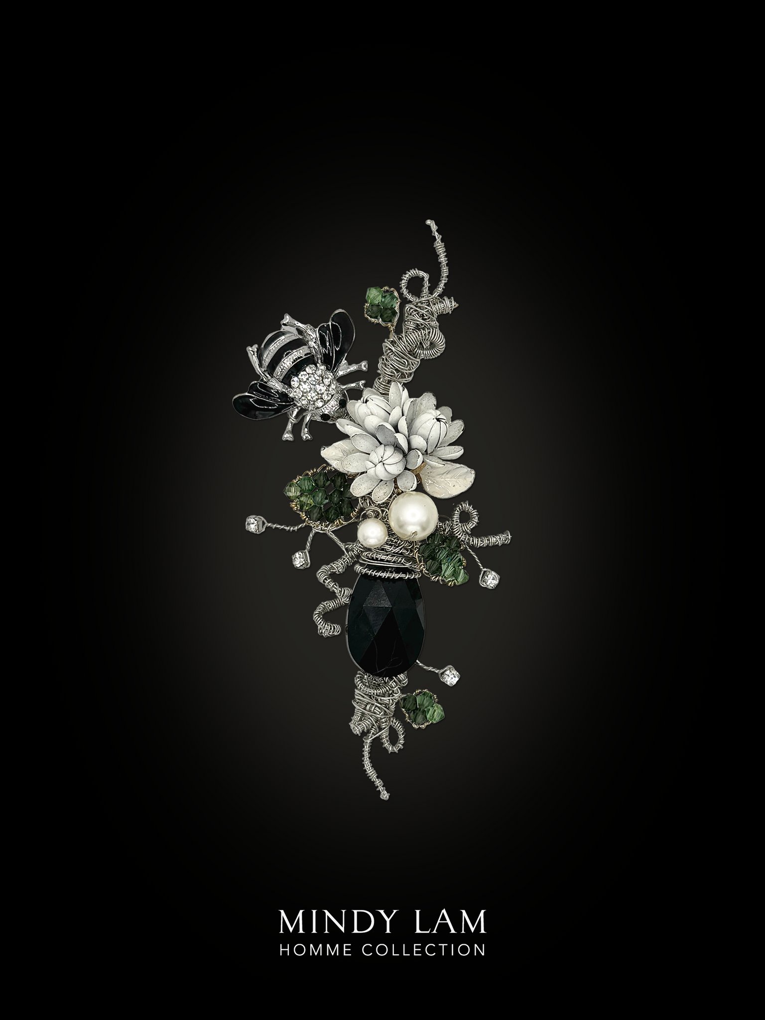 Men's Lapel Pin - Camellia Garden and Bumble (Mini)