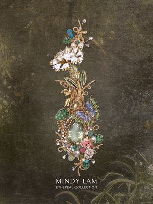 Ethereal Collection Lapel Pin - Gilded Petals and Fluttering Elegance