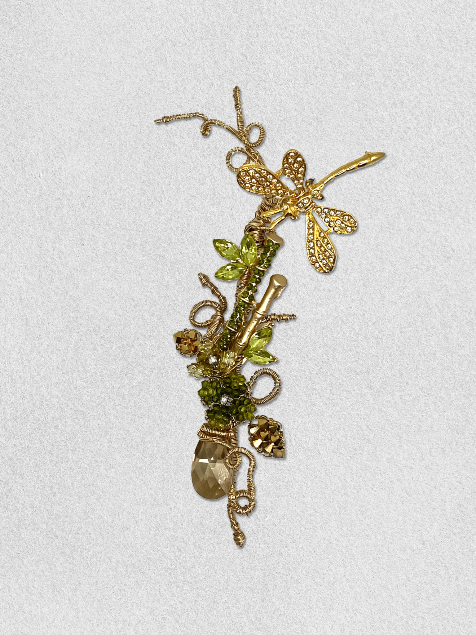 Men's Lapel Pin - Dragonfly and the Bamboo Garden