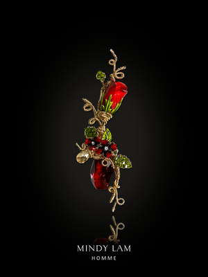 Men's Lapel Pin - Crimson Enchanted Rose